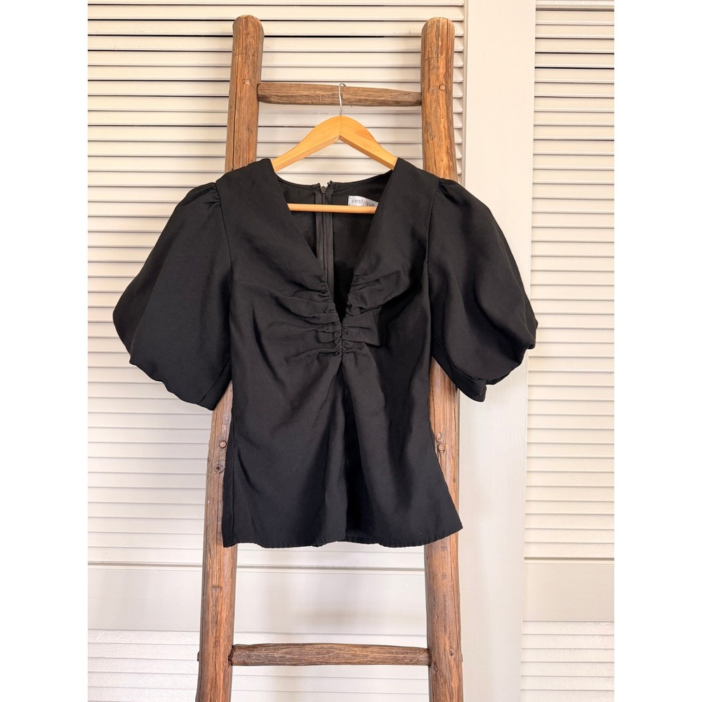 Vestique Puff Sleeve Blouse Size S Black